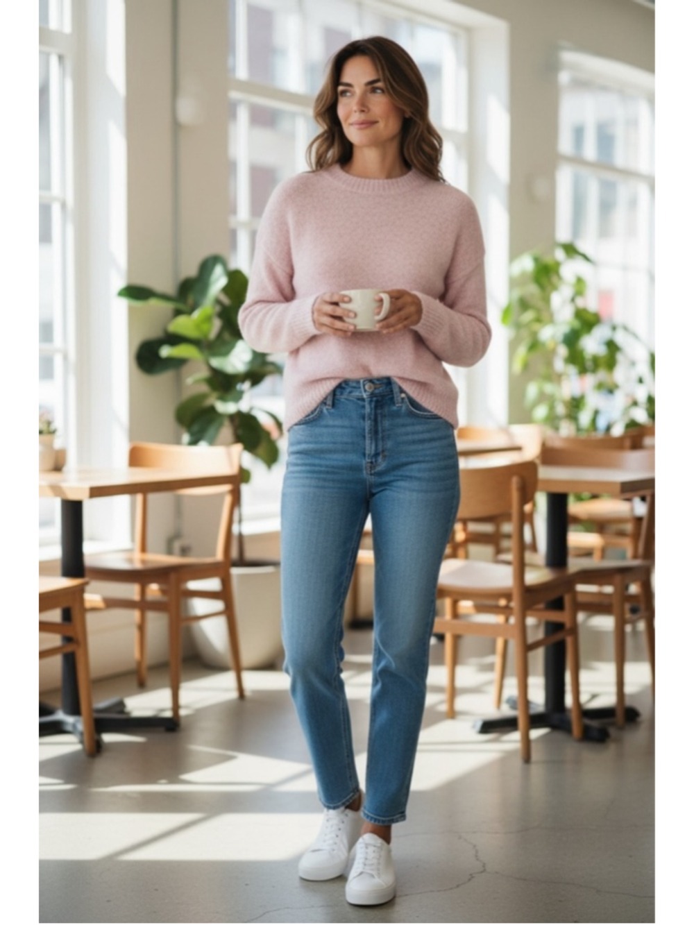 Talbots Pink Wool Blend Sweater Womens Large Crewneck Soft Knit Classic
